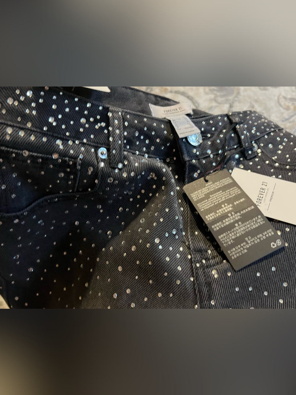 Forever 21 Black Wide-Leg Jeans with Stud Embellishments - Picture 4 of 7